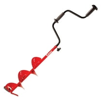 Eskimo HD06 6 Inch Dual Flat Blade Ice Fishing Hand Auger with Blade Protector, Red