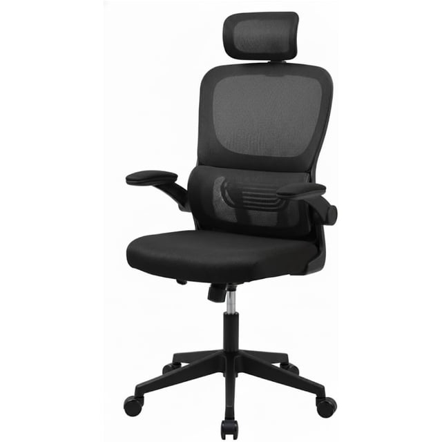 Silla de oficina ejecutiva, ergonómica, con soporte lumbar, altura regulable, reposabrazos, mecanismo de inclinación, cojín de asiento grueso, malla premium, soporta 150 kg (Negro),Gris