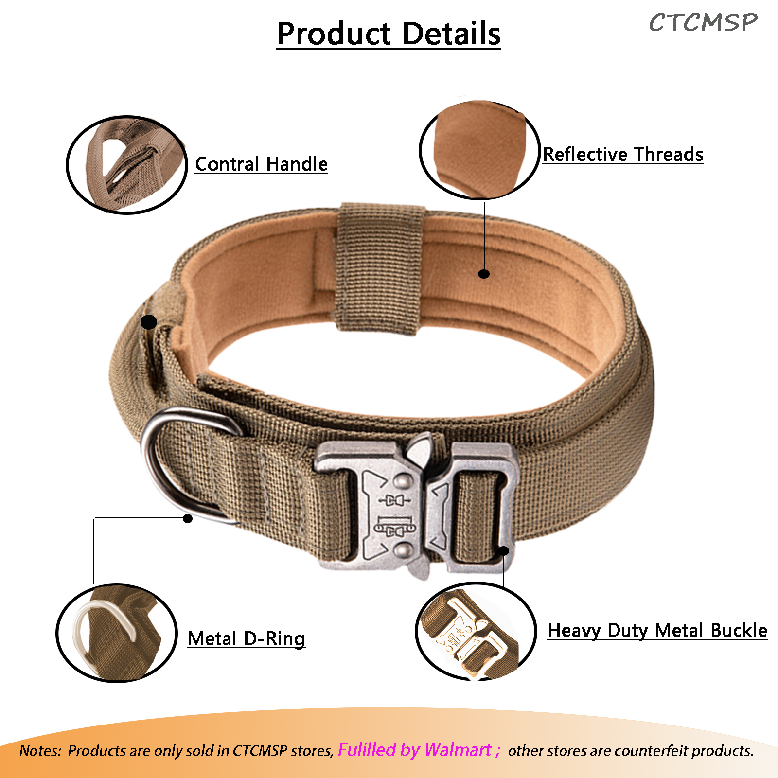 CTCMSP Adjustable Training Dog Collar with Metal Buckle photo 3