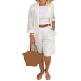 thumbnail image 2 of Joernso 1 Set Blazer Half Shorts Solid Color Single Breasted Summer Loose-fitting Buttons Outfit for Office, 2 of 8