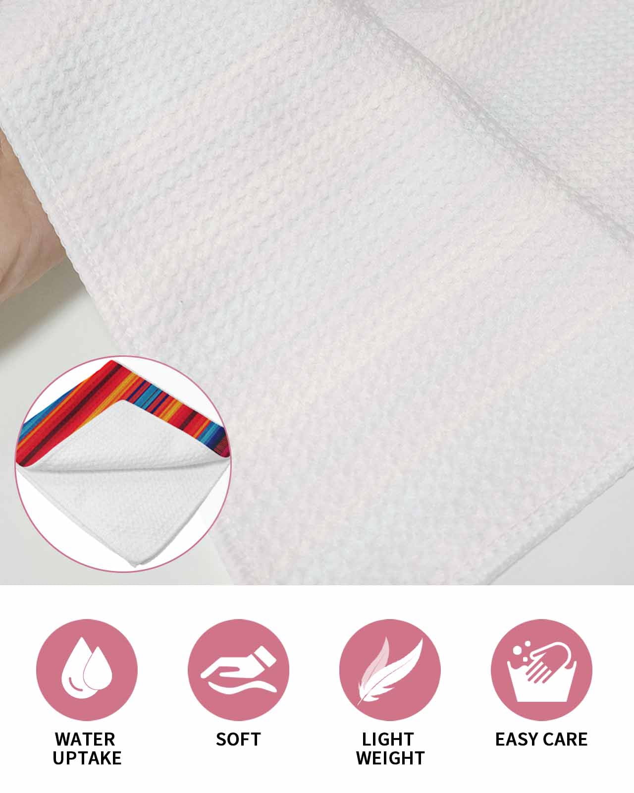 Colorful Striped Kitchen Dish Towels for Drying Dishes Set of 4, Farmhouse Modern Rainbow Lines Art Waffle Weave Microfiber Terry Hand Tea Bathroom Towels Quick Dry & Absorbent Towel 12x12