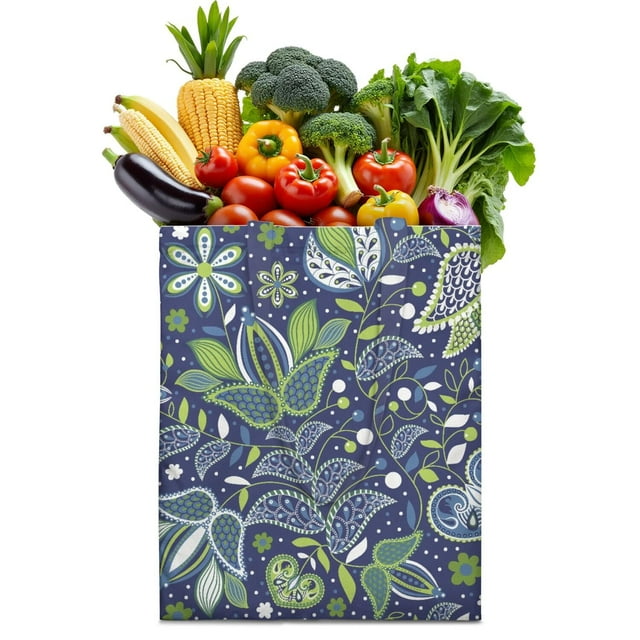 Sac en Tissu Réutilisable Motif Cachemire Indien - Sac de Courses Pliable avec Design Floral Rétro, Spacieux et Lavable en Machine
