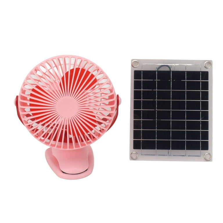 10W Monocrystalline Silicon Solar Ventilator Brushless Double Sided  Rotation Solar Panel Powered Portable Cooling Fan for RV Travel Pet Pink 