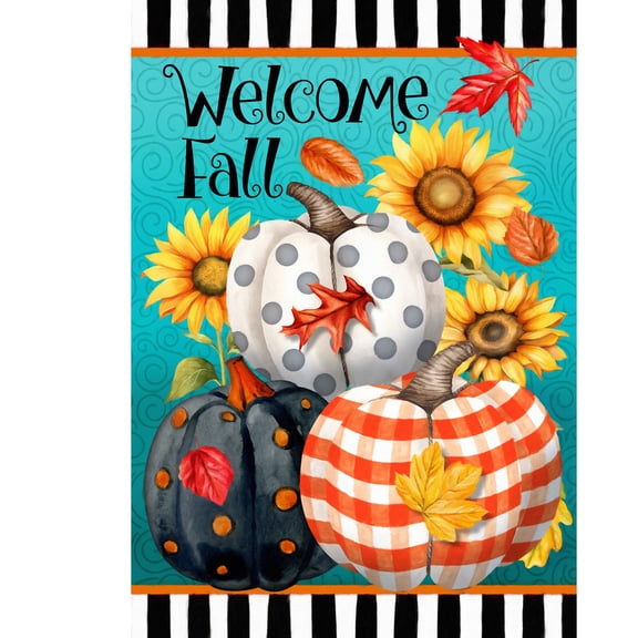 Briarwood Lane Fall House Flag 40x28 For Outdoor Perfectly Patterned Pumpkins For Fall House Flag