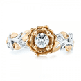 thumbnail image 4 of HeartsAndYou 1ct Round Cut Moissanite Engagement Ring for Women 18k Dual Gold Over Silver Flowers Promise, 4 of 8