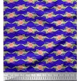 thumbnail image 1 of Soimoi Blue Cotton Duck Fabric Leaves & Camellias Floral Print Fabric by the Yard 56 Inch Wide, 1 of 3