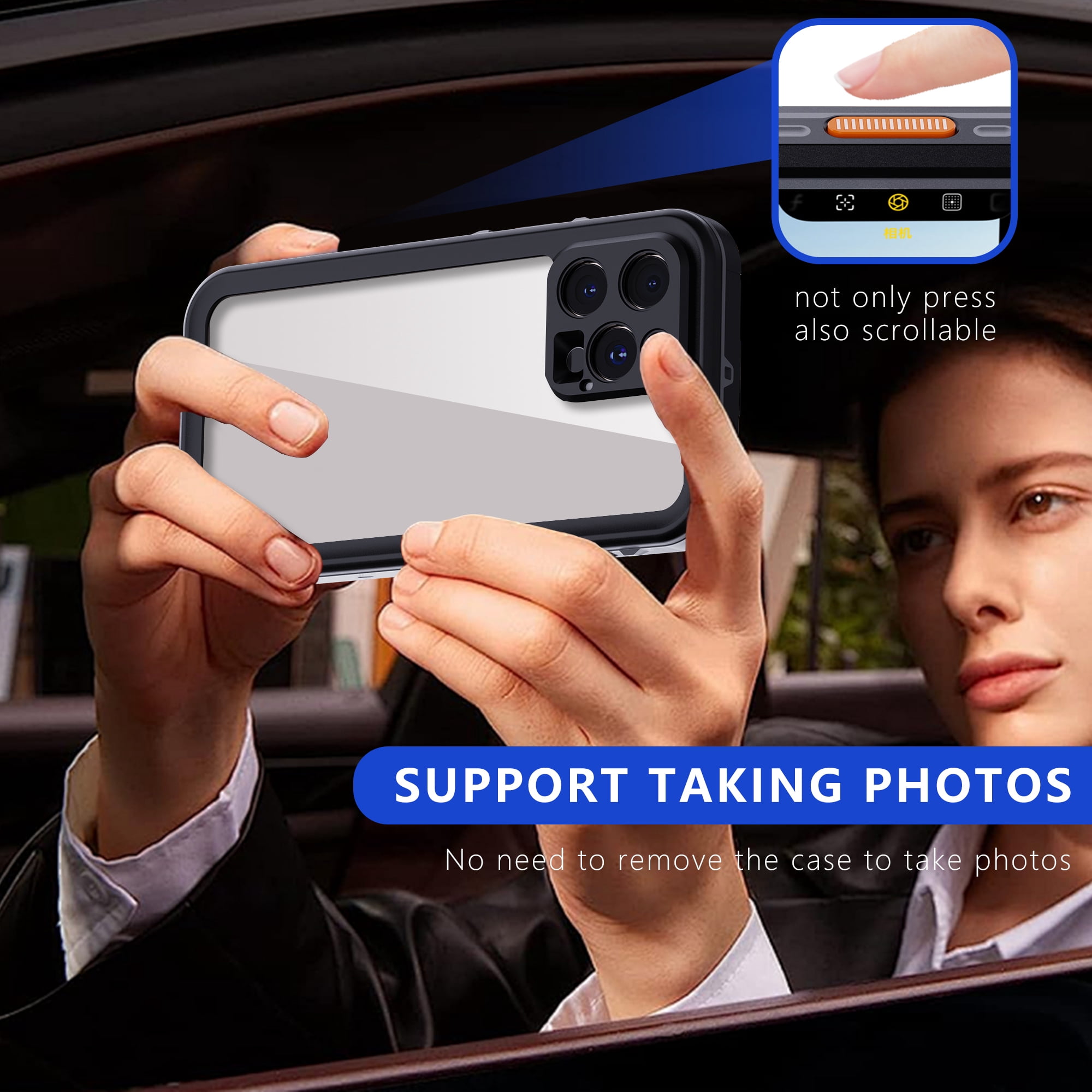Dteck for iPhone 16 Pro Max Case with Camera Control Button, Waterproof with Built-in Screen Protector Military Grade Shockproof Dustproof Full Body Protective Phone Case for iPhone 16 Pro Max,Black