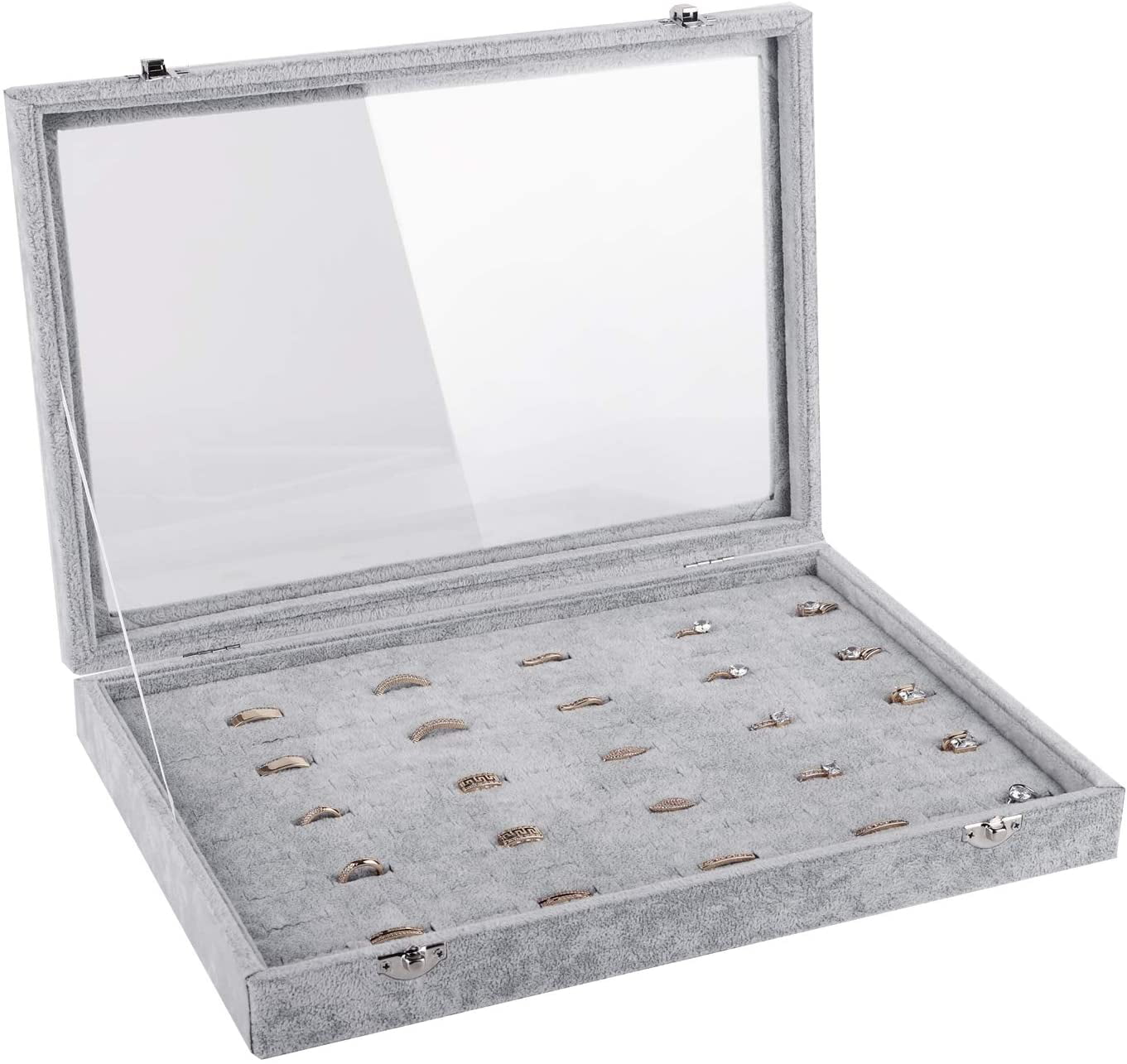 100 Slot Ring Big Capacity Display Case Organizer Jewelry Storage Box Tray Cases 
