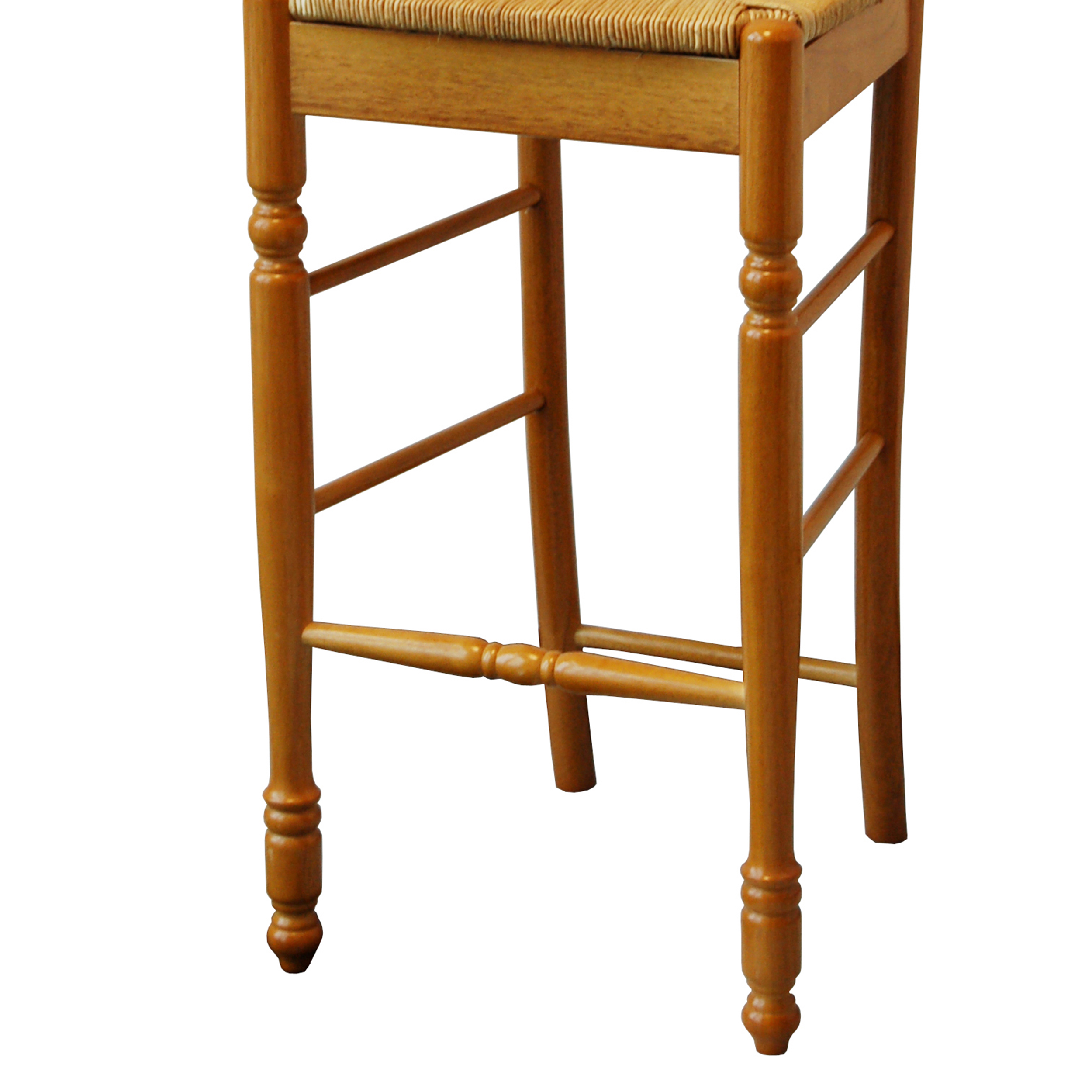 TMS 30" Indoor Ladder Back Bar Stool with Rush Seat, Set of 2, Oak