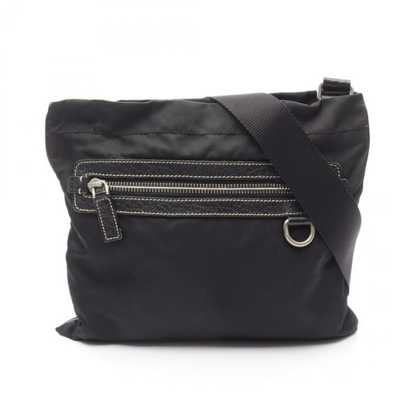 Pre-Owned Prada shoulder bag, nylon and leather, women's, black (Fair)