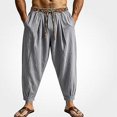 thumbnail image 2 of HOMADLES Mens Casual Linen Joggers Pants Elastic Waist Side Pocket Sports Pants Outdoor Athletic Pants Dark Gray Size S, 2 of 2
