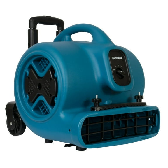 XPOWER P-630HC 1/2 HP 2800 CFM Air Mover, Dryer, Fan, Blower with Telescopic Handle, Wheels, Carpet Clamp