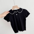 thumbnail image 5 of NAISIBABY Kids Girls T-Shirt Size 6, Soft Comfy Button-Up Collar Short Sleeve Summer Cute Fashion Tee Black, 5 of 5