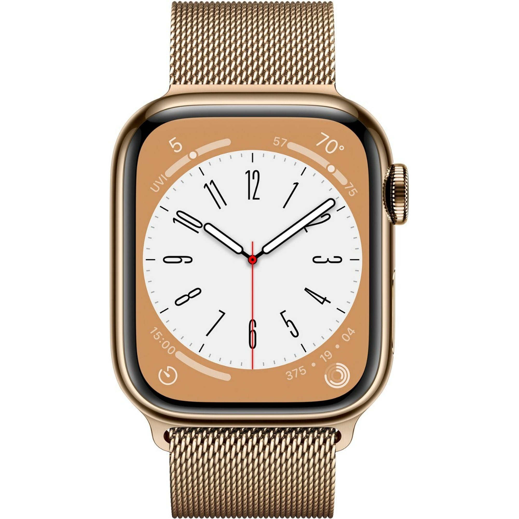 Restored Apple Watch Series 8 (GPS+Cellular, 41mm) - Gold Stainless Steel Case - Gold Milanese Loop Sport Band (Refurbished)