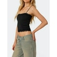 thumbnail image 6 of Tank Top for Women Adjustable Spaghetti Strap Camisole Cropped Lace Trim- Y2K Going Out Tops Summer Black L, 6 of 8