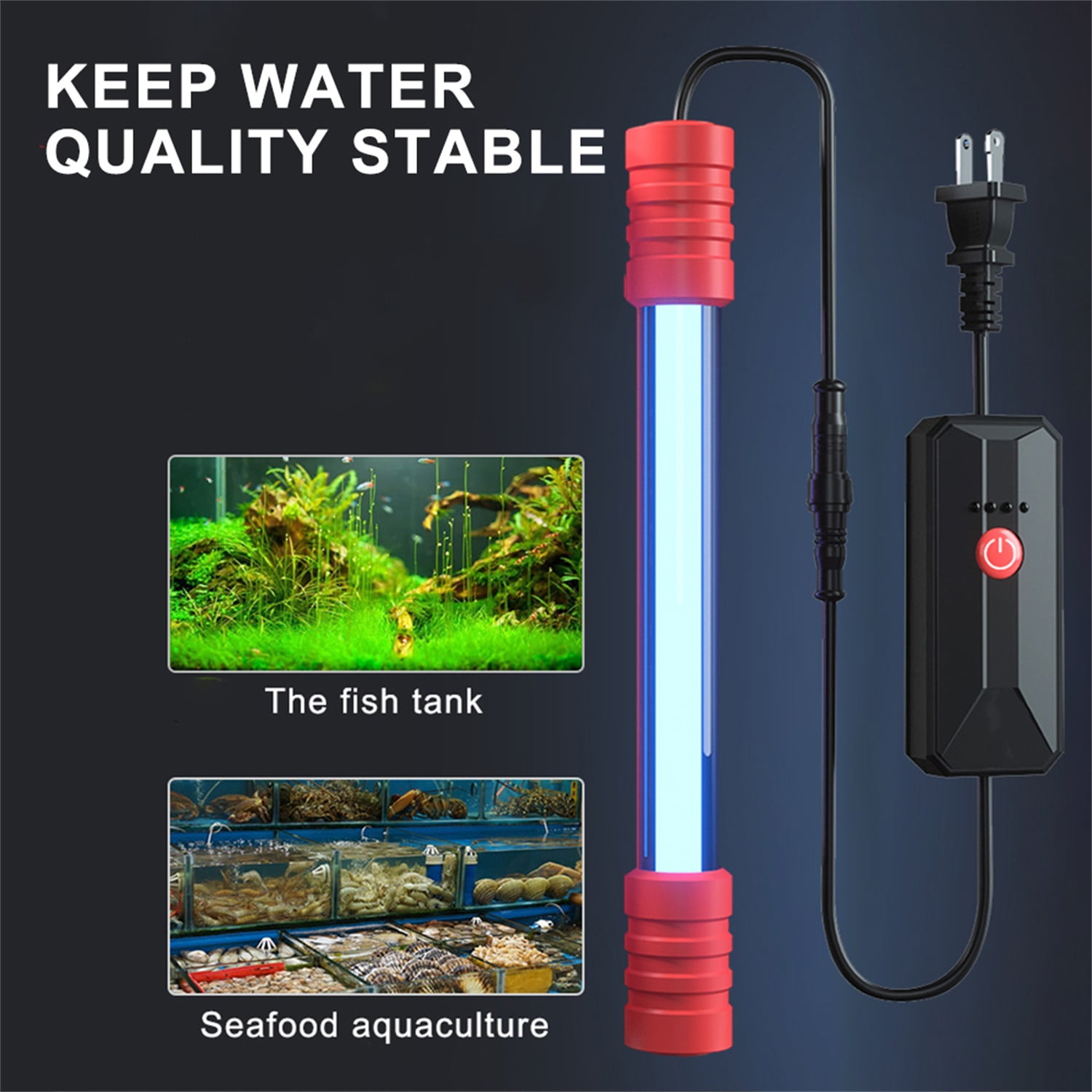 Pefilos 13W U-VC Aquarium Fish Tank Germicidal UV Light Sterilizer Pond Submersible Clean Lamp, Red Pefilos 13W U-VC Aquarium Fish Tank Germicidal UV Light Sterilizer Pond Submersible Clean Lamp, Red