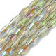 thumbnail image 1 of Transparent Electroplate Glass Beads Strands Half Rainbow Plated Faceted Bicone Pale Green 8x4mm Hole: 0.8mm about 66~68pcs/strand 22.83''(58cm), 1 of 4