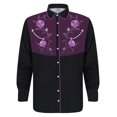 thumbnail image 2 of Mens Westren Cowboy Shirts Floral Embroidered Long Sleeve Button Down Shirts Country Spring Fall Purple XXXL, 2 of 4