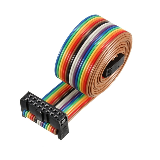 Unique Bargains IDC Rainbow Wire Flat Ribbon Cable 16P A-type FC/FC Connector 2.54mm Pitch 1m Length