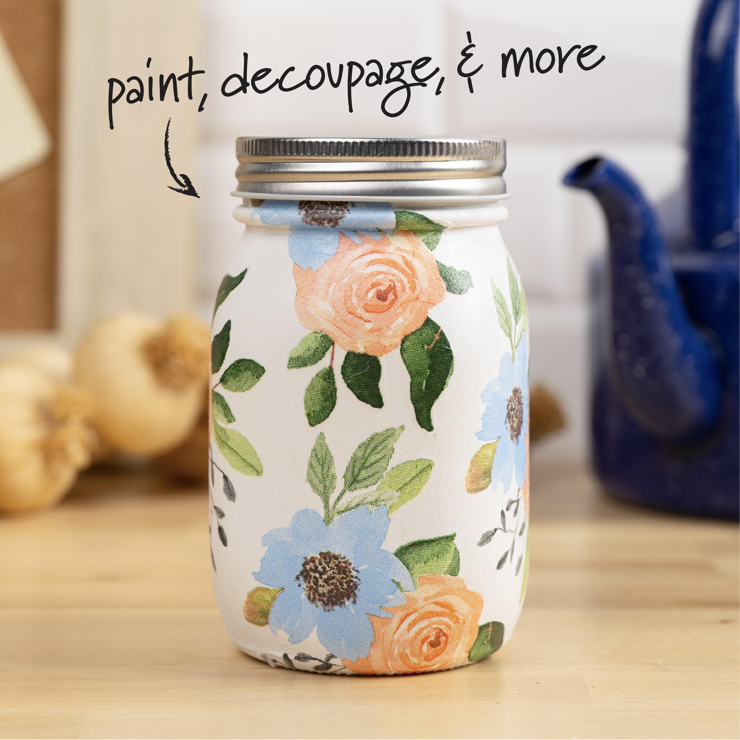 (4 pack) Plaid Surface Glass Mason Jar, 16 oz, 1pc