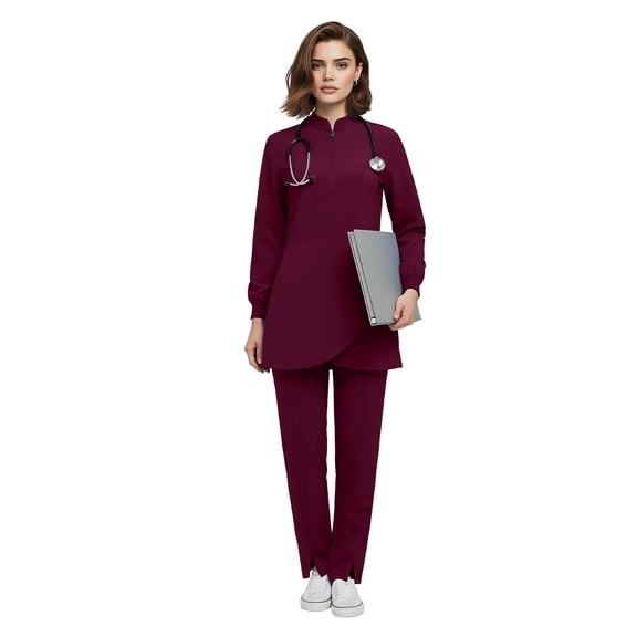 Niaahinn Women's Medical Scrubs Set - Half Zip Top and Straight Leg Pants, Multiple Pockets for Nurses & Doctors
