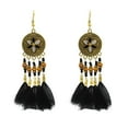 thumbnail image 2 of Bohemia Pendientes De Plumas Retro Cuelga Los Pendientes De Gota Joyería De Moda De Las Mujeres - Negro Fernando pendientes colgantes bohemios, 2 of 7