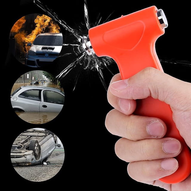 Herramienta de escape y rescate de emergencia con cortador de cinturón de seguridad, Martillo de emergencia automático multiusos para salvar vidas(1pc, O