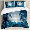 thumbnail image 3 of Farm House Decor Twin Size Duvet Cover Set, Night in Rainforest Jungle with Wild Tiger Moon Light Palm Shrubs Hazy Graphic, Decorative 2 Piece Bedding Set with 1 Pillow Sham, Teal, by Ambesonne, 3 of 3
