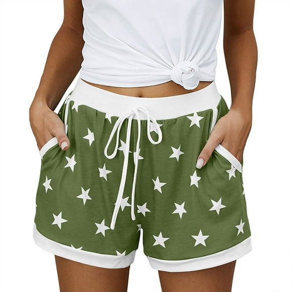 HAiming Women's Pajama Shorts Star Printed Casual Comfortable Sleep Pjs Bottoms with Pockets Summer Beach Shorts