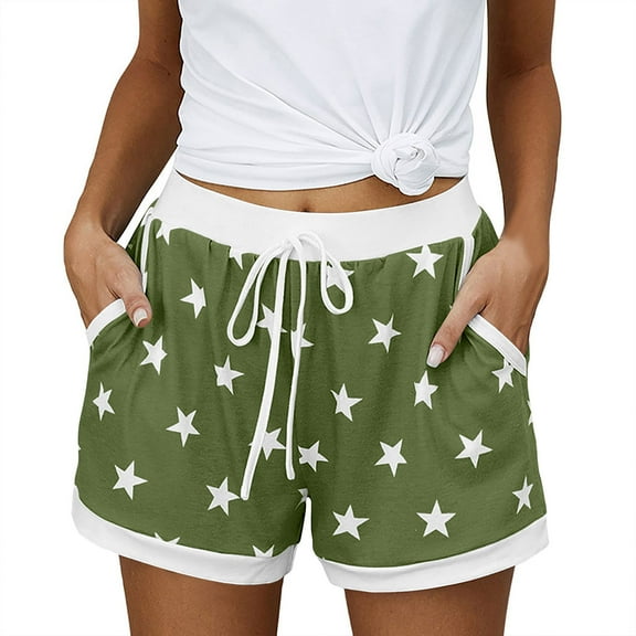 purcolt Women's Star Print Pajama Shorts Drawstring High Waist Soft Lounge Shorts Casual Comfy Sleep Shorts Lightweight Cozy Pj Bottoms