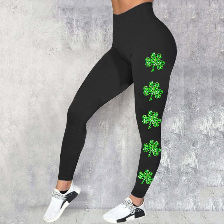 EHQJNJ Yoga Pants Tall Leggings for Women Workout Out Leggings St Pa Day  Print Color Block Pants Soft Stretchy Leggings St.Patricks Day Outfit Yoga