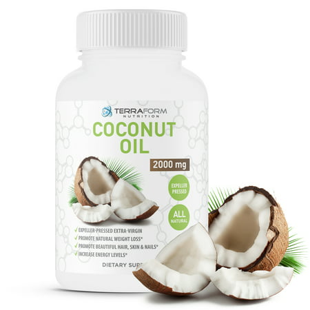 Coconut Oil Pills Extra Virgin Expeller-Pressed – Supports Energy Levels, Healthy Weight Loss Healthy Skin & Hair Growth – Maximum Strength 2000mg – Made in USA – 1 (Best Supplements For Muscle Growth And Weight Gain)