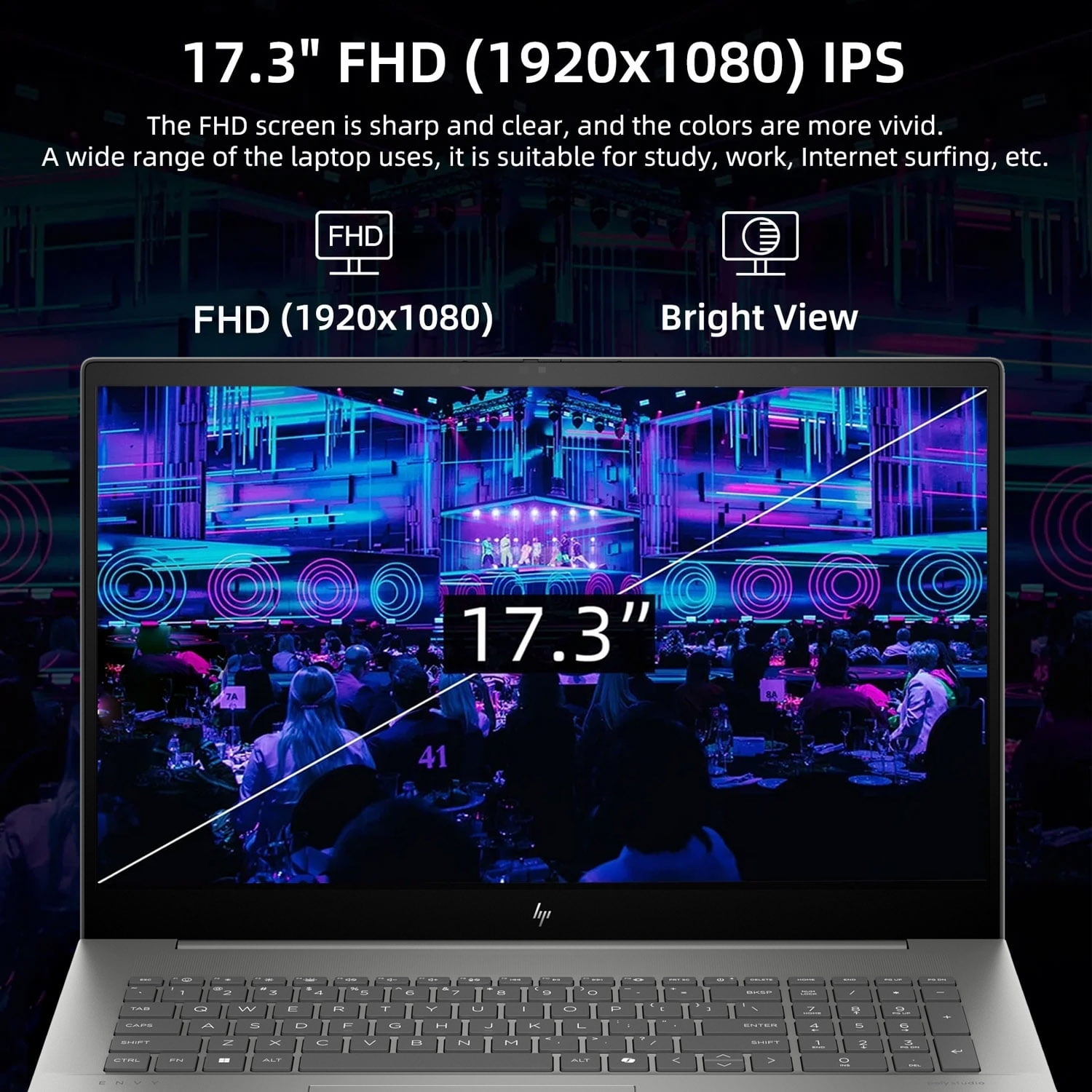 HP Envy Daily Business Laptop, 17.3" FHD Touchscreen, Intel Core Ultra 7 155H, 16GB DDR5 RAM, 1TB SSD, HDMI, Backlit Keyboard, Wi-Fi 7, Windows 11 Pro, Grey