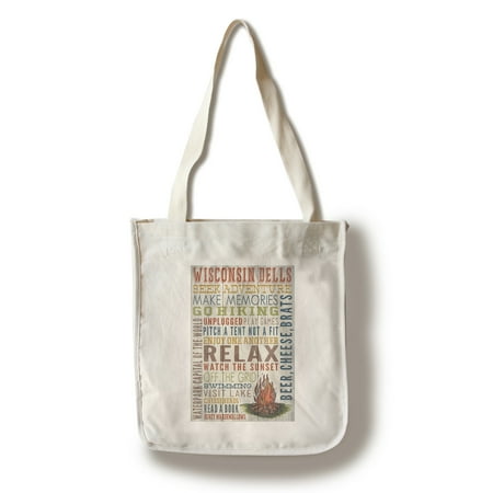 Wisconsin Dells, Wisconsin - Camping Rules - Rustic Typography - Lantern Press Artwork (100% Cotton Tote Bag -