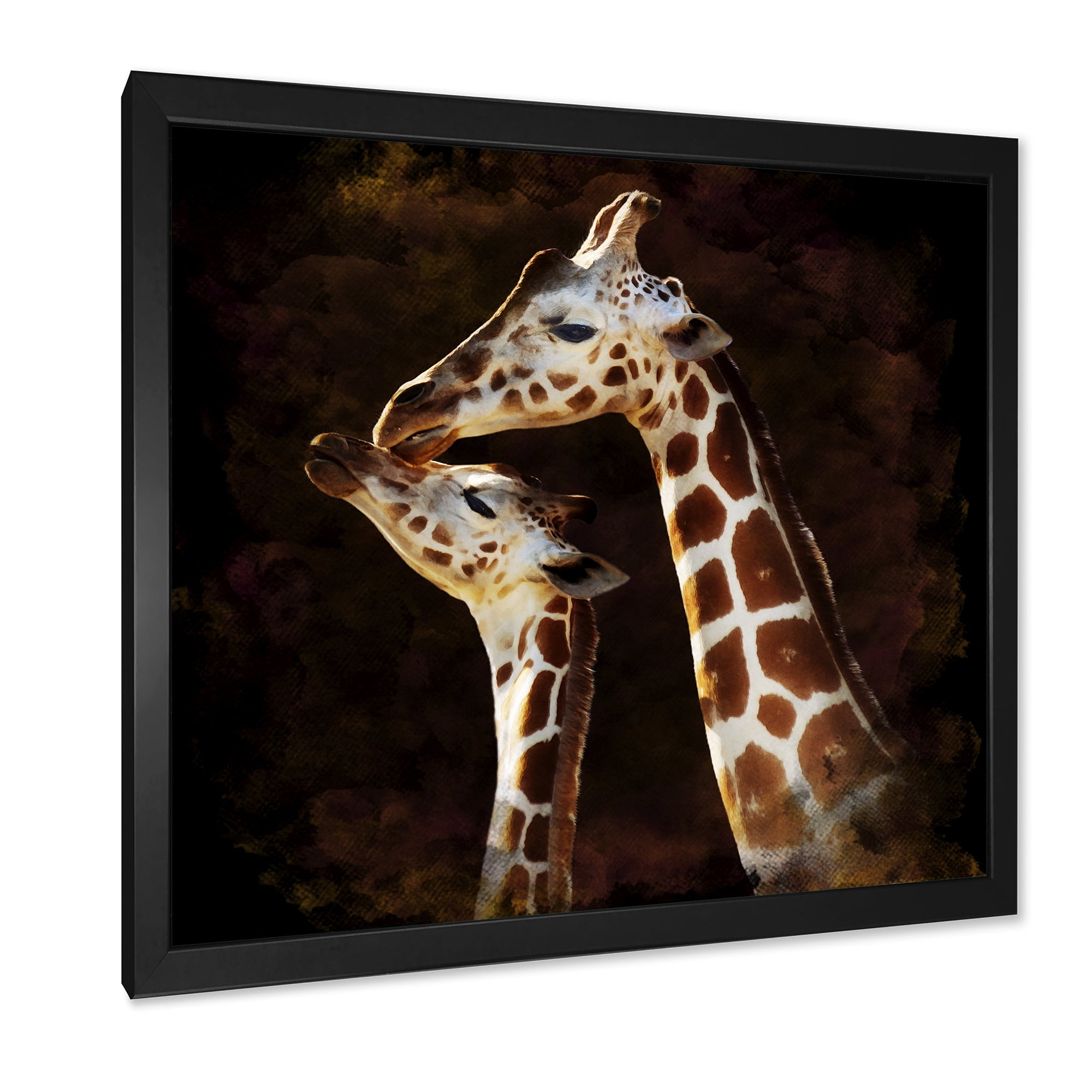 Designart 'Close UP Of Two Giraffes Kissing I' Farmhouse Framed Art Print