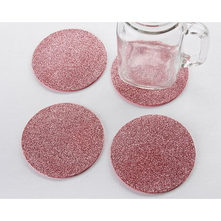 Pink Coaster - Pink Glitter Coasters Set of 12