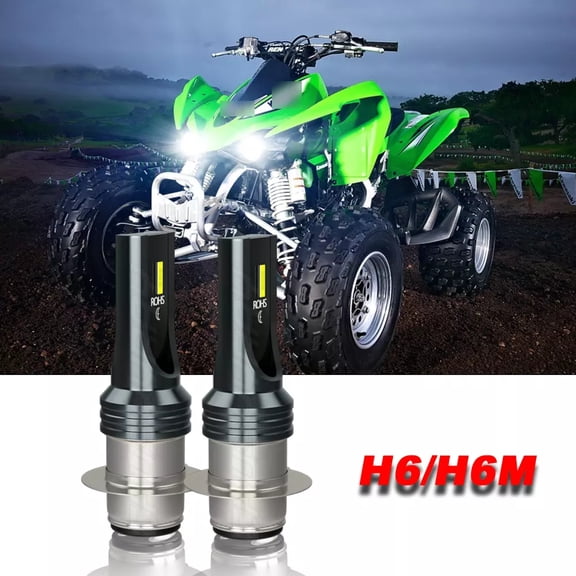 For Kawasaki KFX450R 2008-2011 KFX400 2005-2006 LED P15D H6M Headlight Bulbs 6000K White 2x