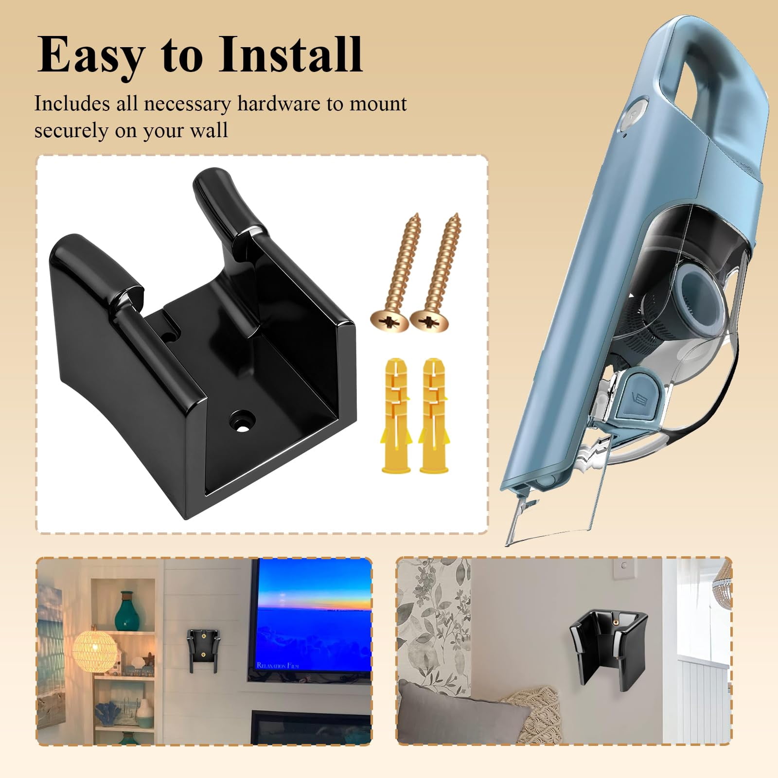 1 Pc Wall Mount Vacuum Holder/Docking Station/Cordless Organizer, Fit for Shark Ultra Cyclone Handheld Vacuum CH700, CH900, CH950, CH951 Series Models, with Screws & Drywall Anchors, Save Space