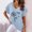 Light Blue, variant on YHAJDS Women's Tops Short Sleeve Short Sleeve Shirts for Women V Neck Print Shirt Comfortable Casual Blouse Tee