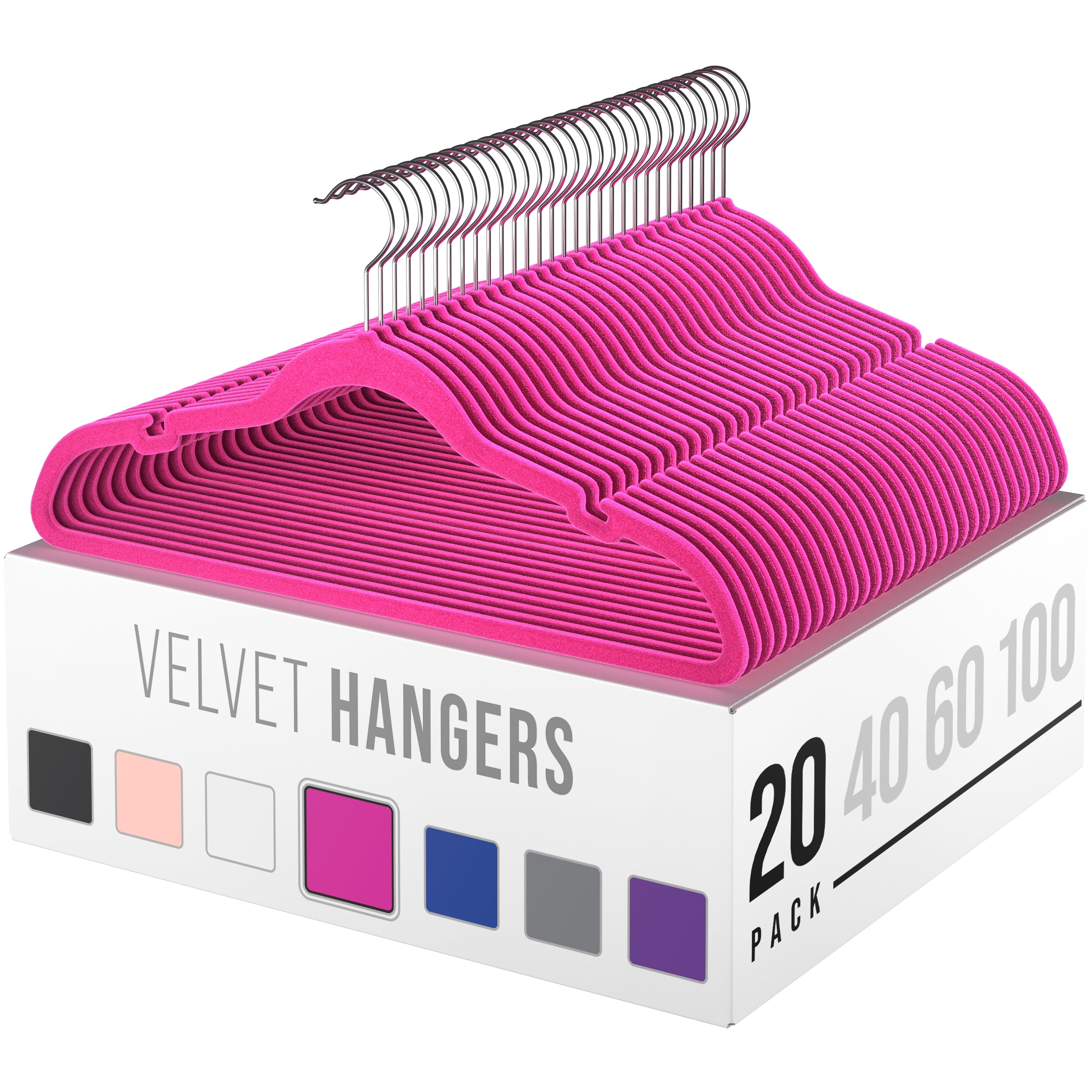 Velvet Clothes Hangers (20, 40, 60, 100 Packs) Heavy Duty Durable Coat