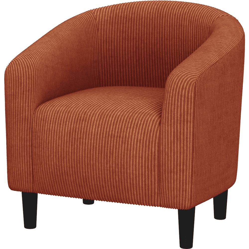 Renwick Corduroy Fabric Accent Barrel Chair with Elastic Foam Fills, Set of 2, Brick Red