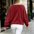 thumbnail image 4 of vzibsiv Womens Wine Fuzzy Off Shoulder Pullover Top Long Sleeve Oversized Cozy Casual Sweater,Size XL, 4 of 7