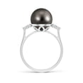 thumbnail image 2 of ANGARA Tahitian Cultured Pearl Ring with Trio Diamonds in 925 Sterling Silver for Women | June Birthstone, Birthday, Anniversary, Jewelry Gift for Women | Pearl Ring, 2 of 8