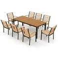 thumbnail image 2 of Costway 9 PCS Outdoor Dining Table & Chairs Set Table with Acacia Wood Top Umbrella Hole, 2 of 8
