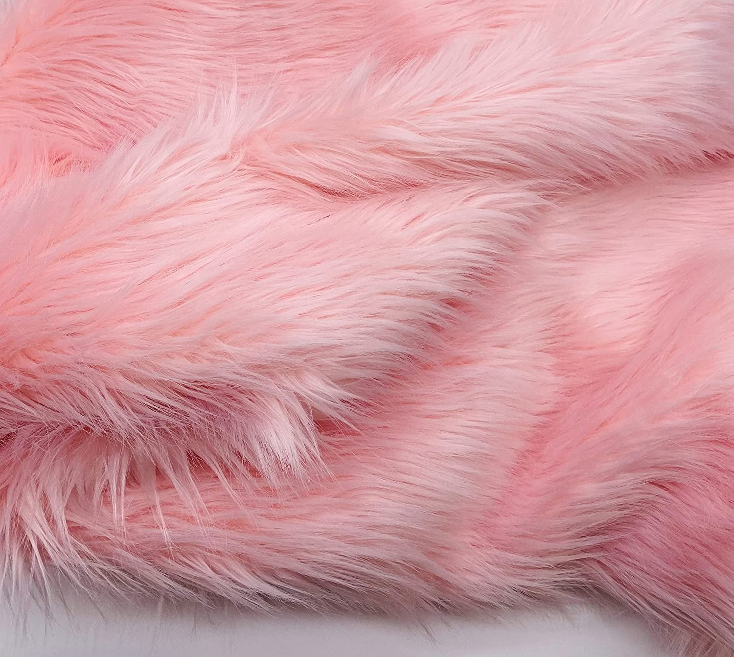 Faux Fur by the Yard - Long Pile Mohair Fur - Baby Pink