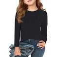 thumbnail image 2 of Garbnen Long Sleeve Shirts for Boys Crewneck Black Girls Tee Shirts Basic Fall Preppy Teen Girl Clothes 6-7 Years, 2 of 5