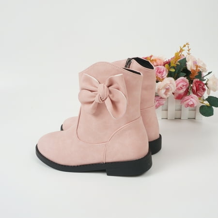 

Girls Boots Bowknot Decor Side Zipper High Top Shoes Spring Fall