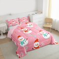thumbnail image 3 of Manfei Kawaii Snowman Full Size Comforter Sets for Girls Cute Pink Bedding Comforter Set, Merry Xmas Happy New Year Gifts Bedding Sets, Breathable Home Decor, Reversible 3pcs, 3 of 8