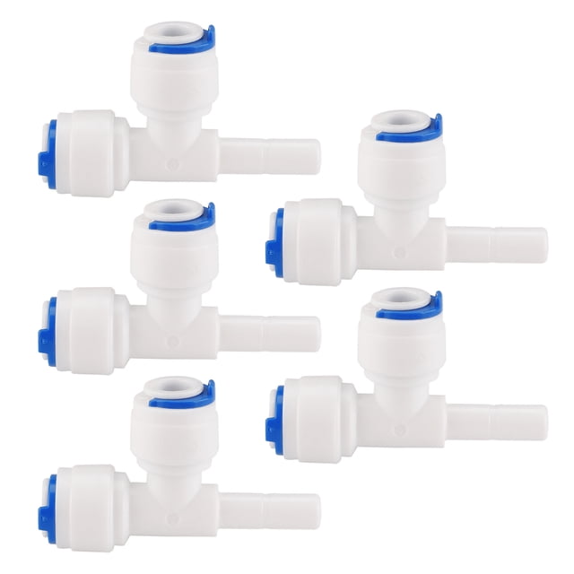 Conector de tubo de purificador de agua de tipo Tee de 1/4 de pulgada OD para sistema de ósmosis inversa 5 piezas