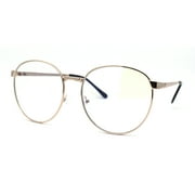 Womens 80s Nerdy School Girl Metal Blue Light Blocking Computer Glasses Gold Black